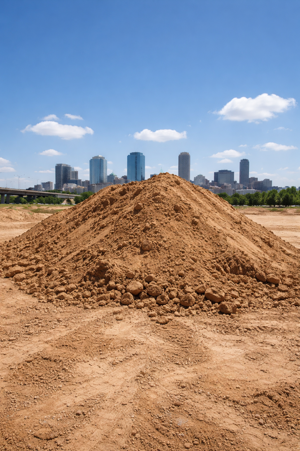 Large pile of excess dirt for selling excess dirt in Fort Worth, TX