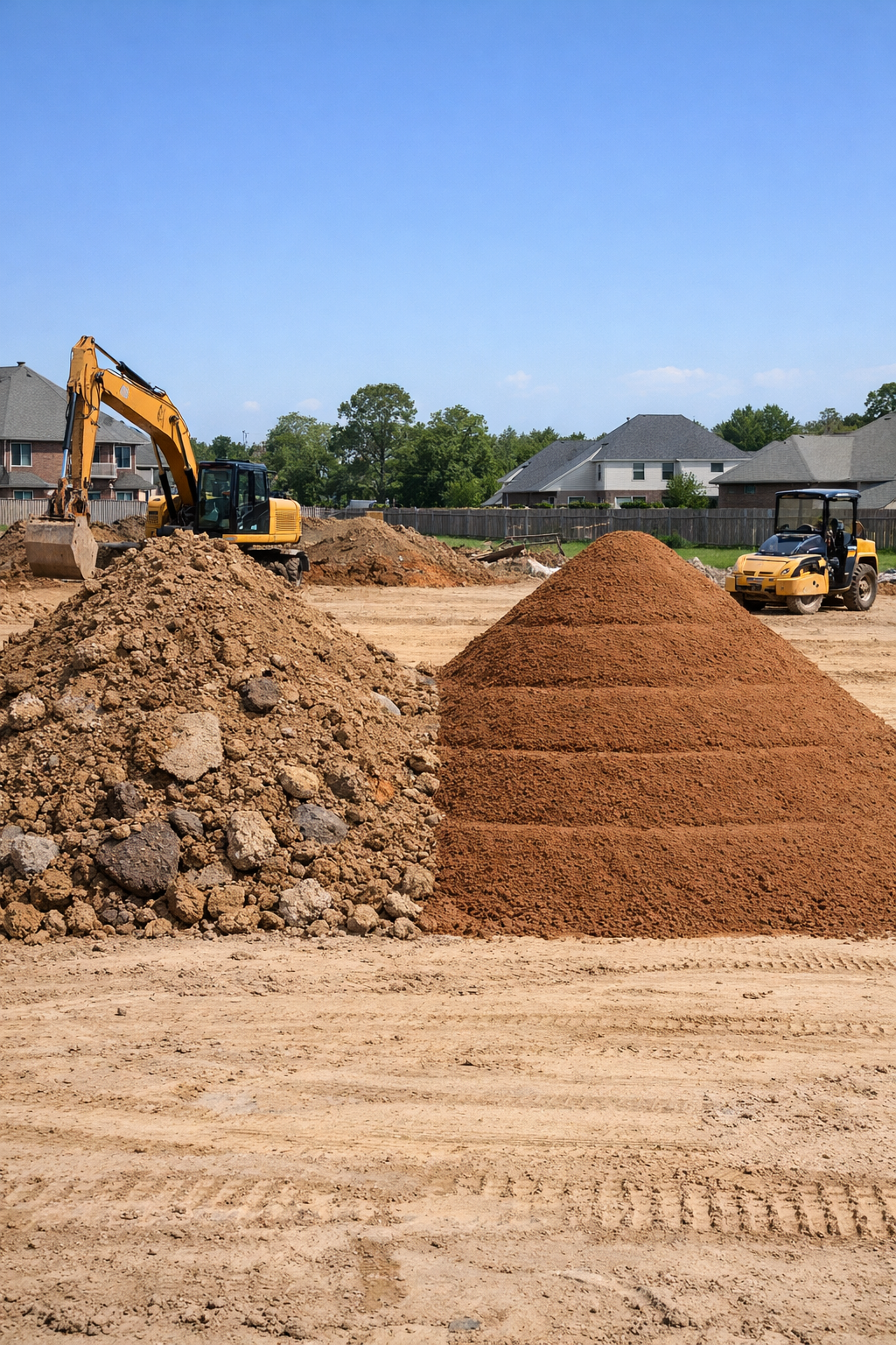 Fill Dirt vs Select Fill comparison at Houston construction site.